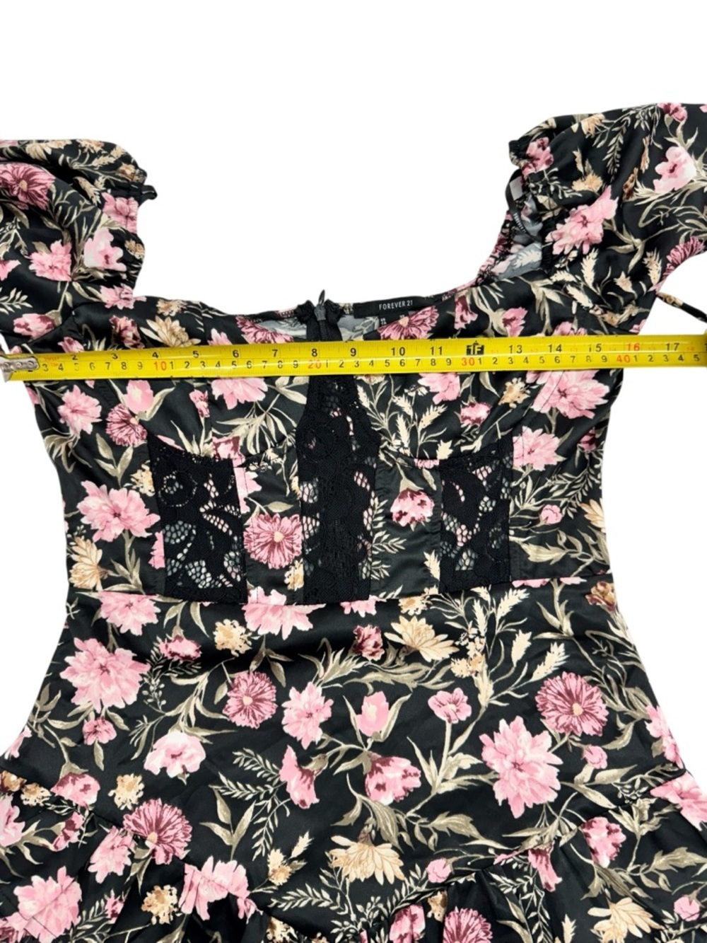 Forever 21 Black Mini Dress with Pink Floral Print - Picture 9 of 15